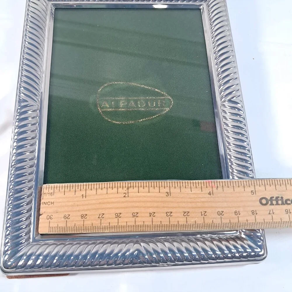 Vintage Alpadur picture photo Frame Silver tone rectangle‎ tabletop rope design